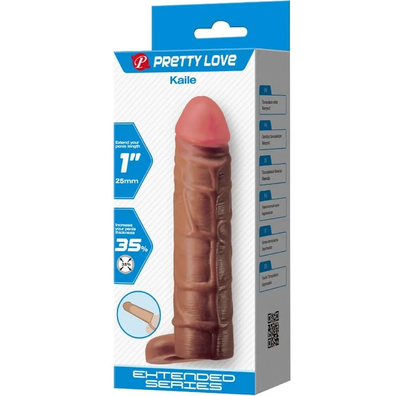 pretty love - kaile funda para pene con extensión de 2.5 cm mulato imagen 7 | karma sex & shop