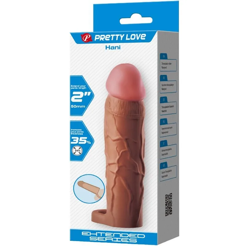 pretty love - hani funda para pene con extensión de 5 cm mulato imagen 7 | karma sex & shop