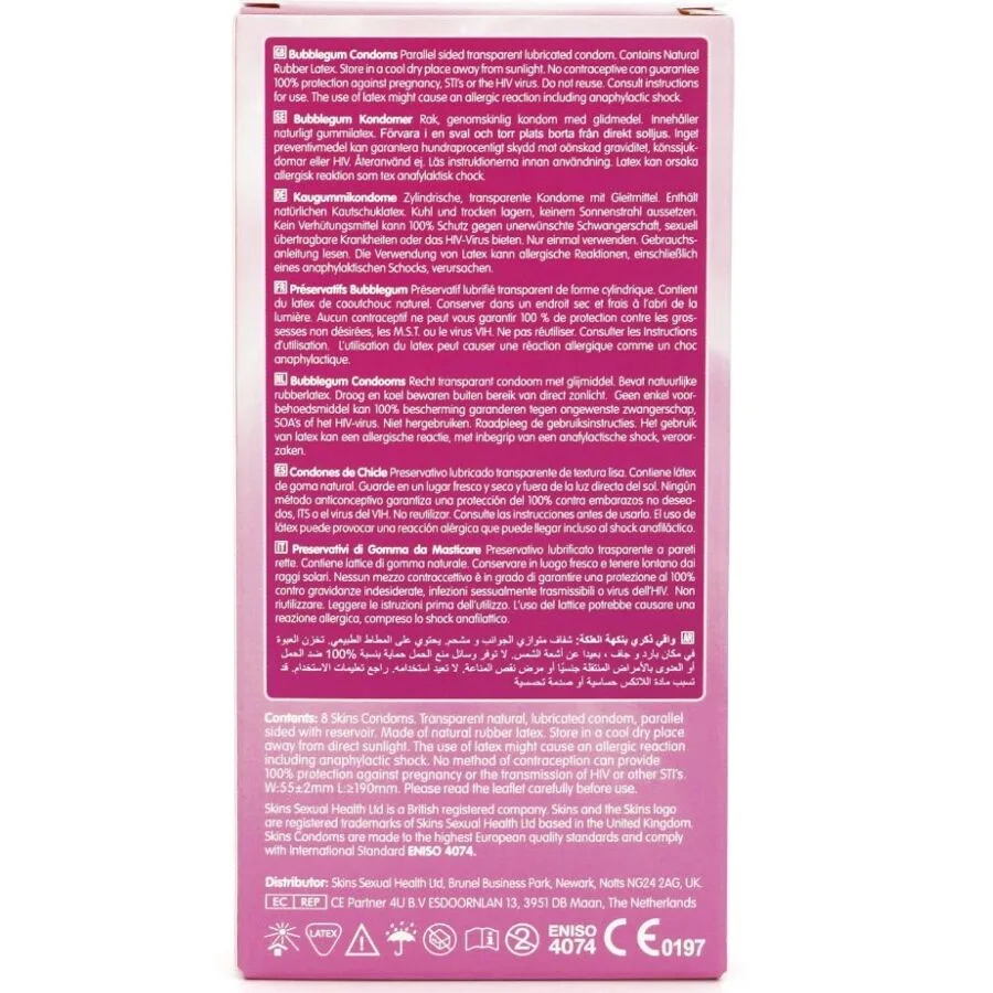 skins - preservativos premium sabor chicle pack 8 imagen 4 | karma sex & shop