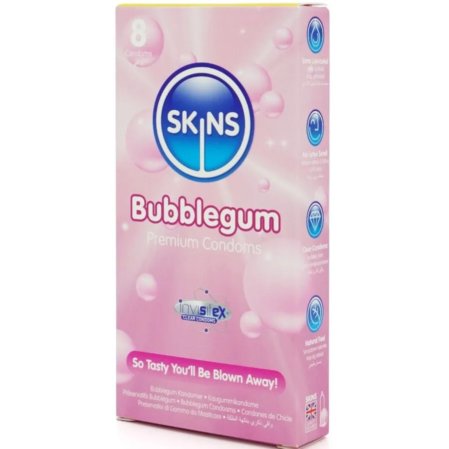 skins - preservativos premium sabor chicle pack 8 imagen 2 | karma sex & shop