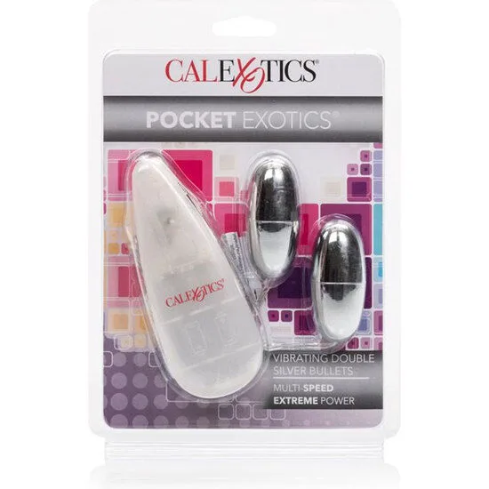 calexotics - balas vibradoras plateadas duo imagen 3 | karma sex & shop